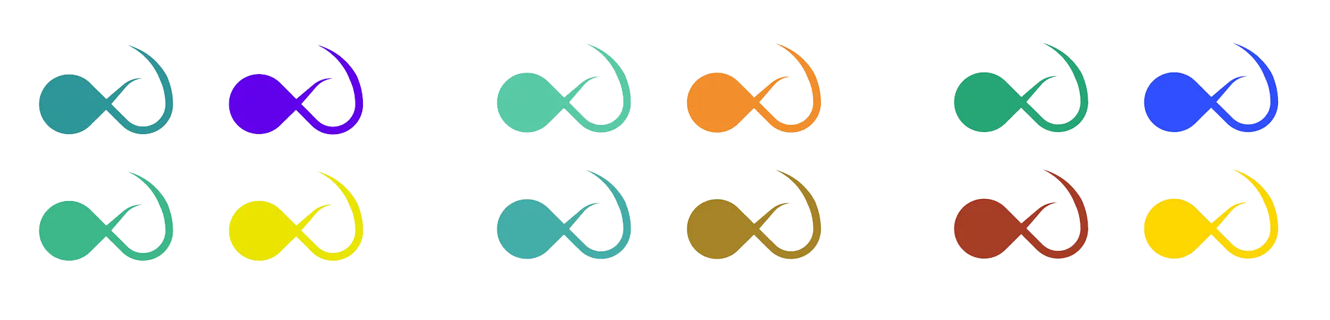 The logo with different colour variations