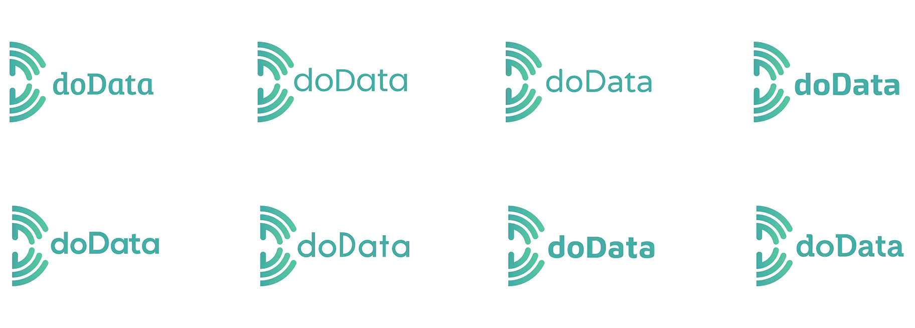 The logo with different font variations reading DoData