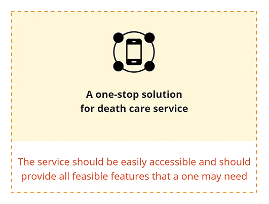 A one-stop solution for death care service. The service should be easily accessible and should provide all feasible features that a one may need.